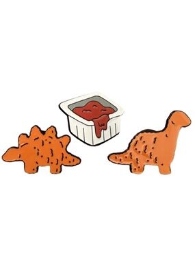 🧷DINO NUGGETS - Adorable Three Pack of Enamel Pins - Black Backing